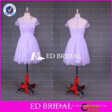 2017 ED Bridal Sheer CrewNeck Kurzarm Knielänge Kurzes weißes Tüll Brautjungfer Kleid Importiert aus China